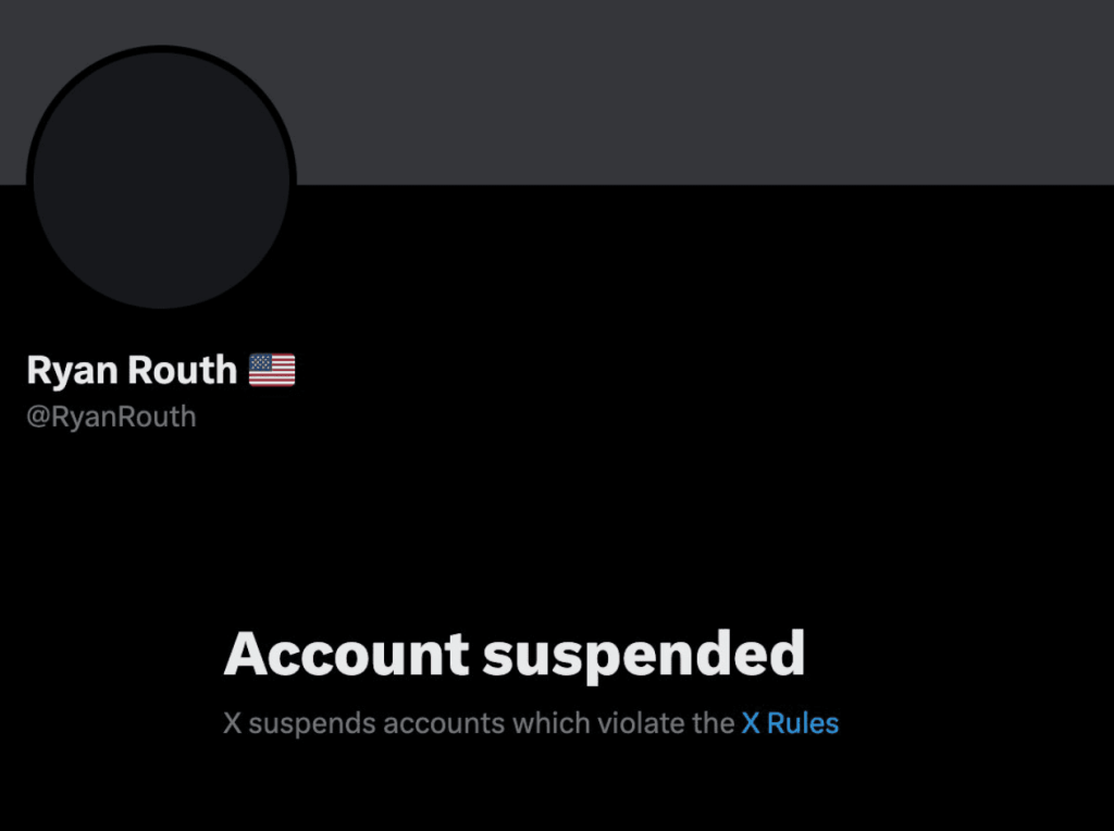 X account believed to belong to the suspect suspended. 