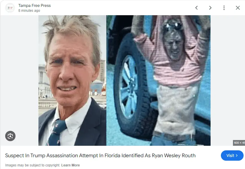 possible suspect Ryan Routh posted by the Tampa Free Press.