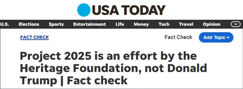 USA Today Fact Check on Project 2025