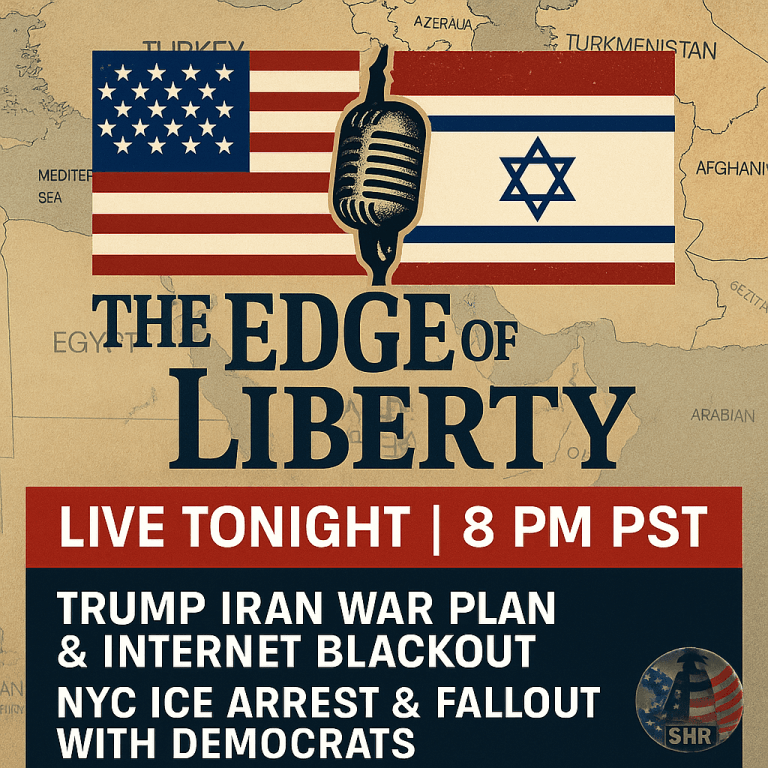 U.S. and Israel flags overlaid on Middle East map with breaking news visuals