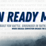 Mission Ready Men Briefing banner with host in cowboy hat, arms crossed, tagline “Built for Battle. Grounded in Faith.”