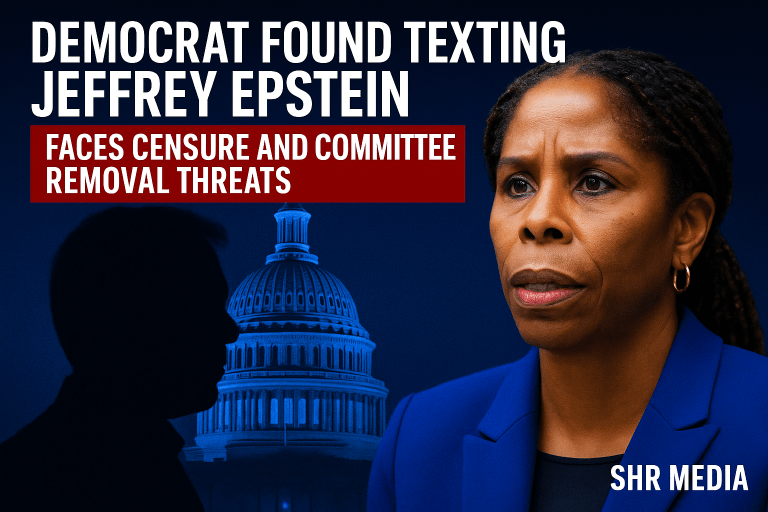 Stacey Plaskett facing censure over newly exposed Jeffrey Epstein text messages during a 2019 congressional hearing.