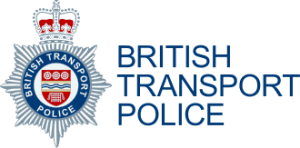 Official logo of the British Transport Police featuring the crown emblem and blue text reading “British Transport Police.”