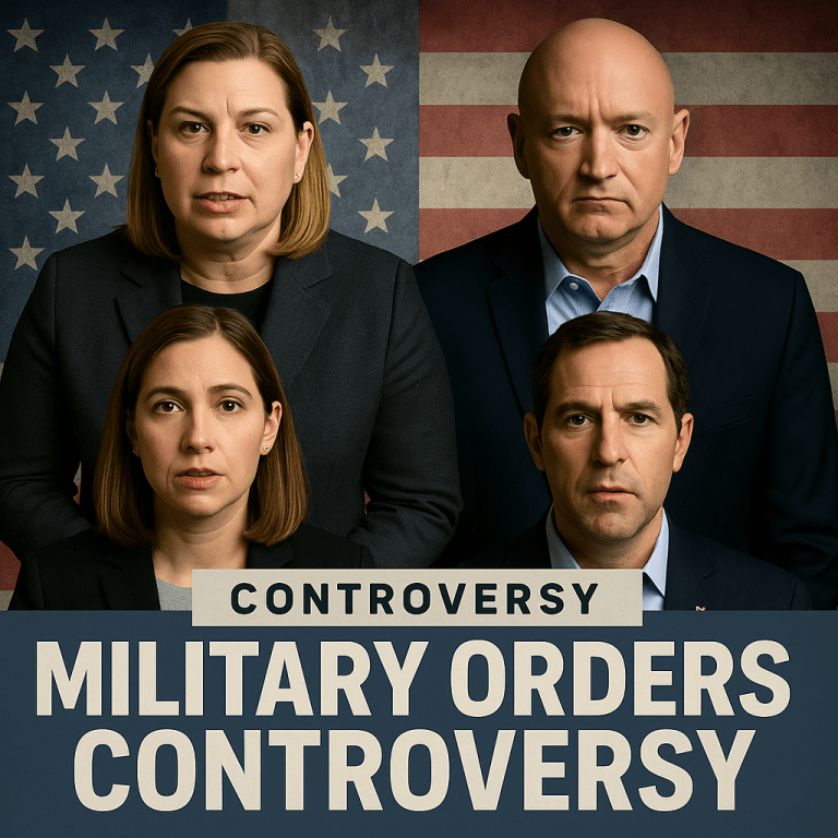 Democratic lawmakers featured in a split-image graphic about the military orders controversy