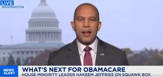 Hakeem Jeffries speaking on CNBC Squawk Box during a segment about the future of Obamacare.