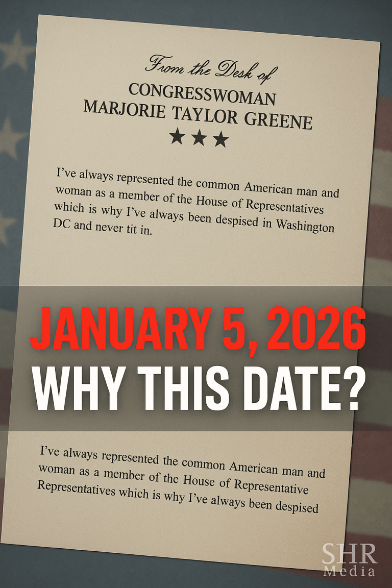 Marjorie Taylor Greene resignation letter on congressional letterhead with the headline January 5 2026 Why This Date