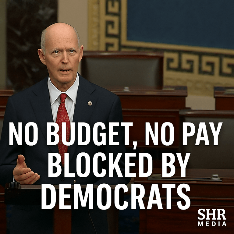 Senator Rick Scott speaks on the Senate floor after Democrats block his No Budget, No Pay Act, November 2025.