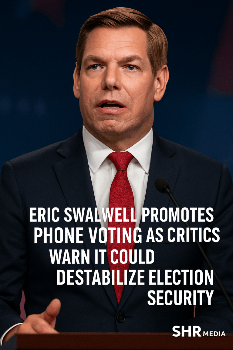 Eric Swalwell speaking on camera as debate grows over his proposal for Americans to vote by phone