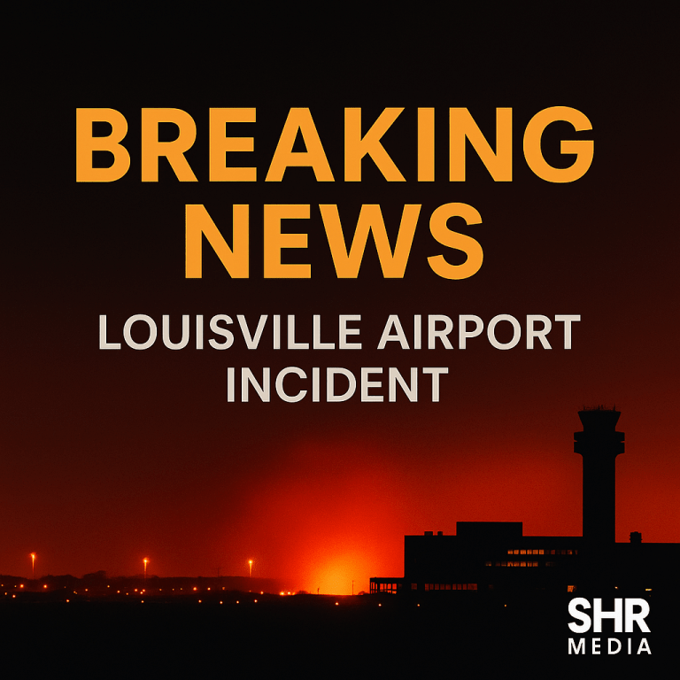 Fireball and smoke rising over Louisville Muhammad Ali International Airport after reported UPS MD-11F explosion during takeoff.