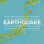 Map showing earthquake epicenter off the northeastern coast of Japan near Hokkaido and Aomori