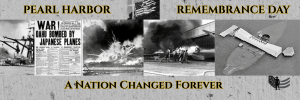 Pearl Harbor Remembrance Day header graphic honoring the December 7, 1941 attack and World War II service members