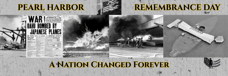 Pearl Harbor Remembrance Day header graphic honoring the December 7, 1941 attack and World War II service members
