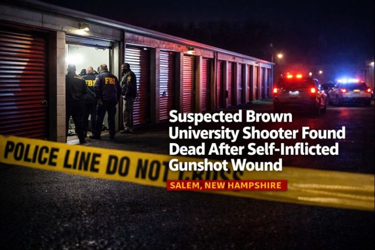 Police investigate scene in New Hampshire where suspected Brown University shooter was found dead