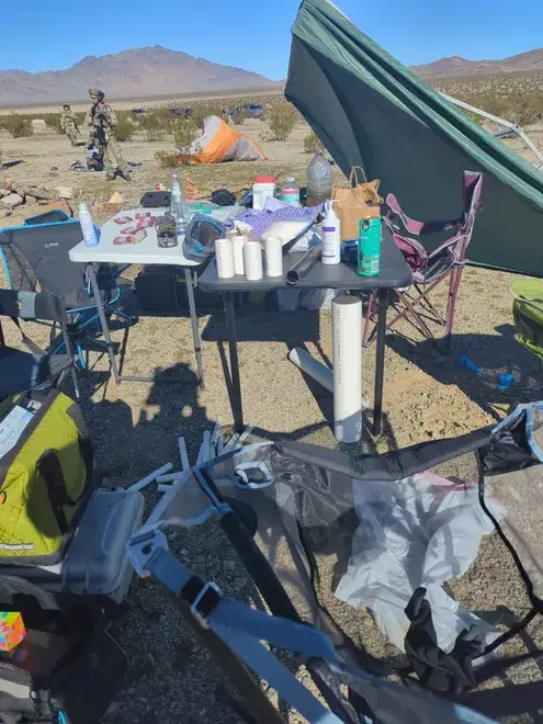 Bomb-making materials and equipment seized by FBI investigators at a desert site linked to the Turtle Island Liberation Front bombing plot