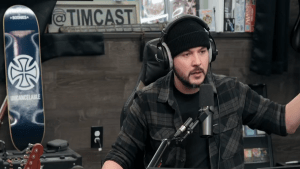 Tim Poole speaking on air during Timcast broadcast December 2025