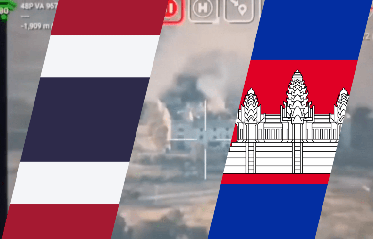 Thai Air Force airstrike during confirmed fighting along the Cambodia Thailand border December 8 2025