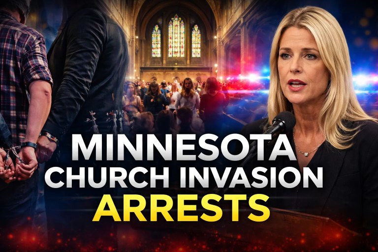 Law enforcement presence outside a St. Paul church after federal arrests tied to a worship service invasion in Minnesota.