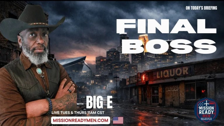 Final Boss briefing graphic with Big E and Mission Ready Men logo
