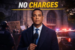 Federal courthouse imagery representing a magistrate judge rejecting charges against Don Lemon related to an anti-ICE church protest in Minnesota