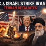 Israeli airstrike over Iran as missiles are launched in retaliation toward Israel and U.S. bases in the Middle East during regional escalation