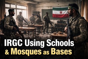 Armed IRGC soldiers inside a classroom allegedly used as a military base in Iran