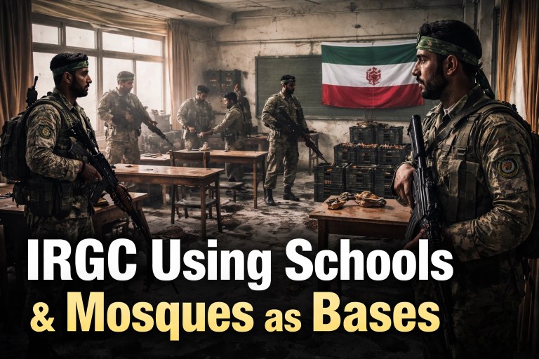 Armed IRGC soldiers inside a classroom allegedly used as a military base in Iran