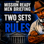 "Two Sets of Rules." The image includes a school hallway, a Black Lives Matter protest scene, scales of justice, a judge's gavel, and a courthouse, symbolizing debates over school discipline, race, accountability, equal justice under the law, and the truth about how we got here.